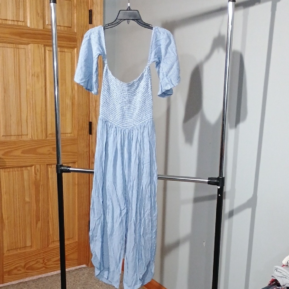 Audrey 3+1 Blue Off The Shoulder Jump Suit